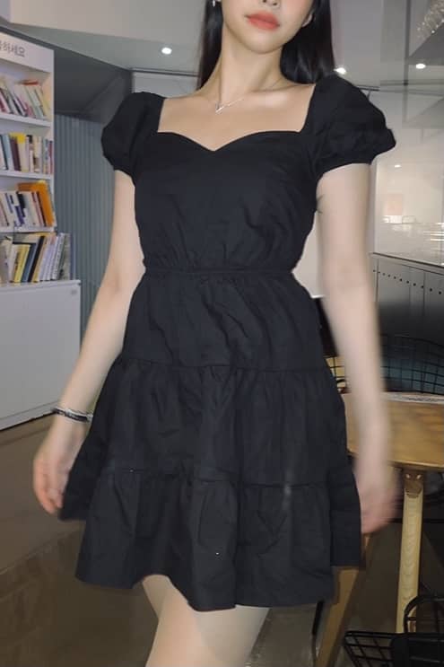 Noir Flower Mini Dress